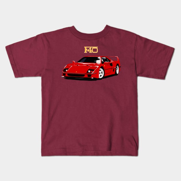 f40 Kids T-Shirt by retroracing